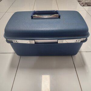 Vintage Blue Retro Samsonite JC Penney Aspen Train Makeup Case NO KEY